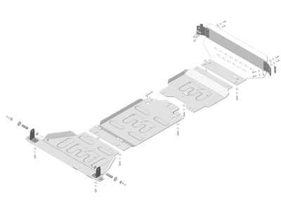 Усиленная защита картера двигателя, переднего дифференциала, КПП, радиатора, разд. коробки и бака AdBlue Мотодор 5 мм, алюминий для Dodge Ram 1500 2015-2018 дизель 3.0
